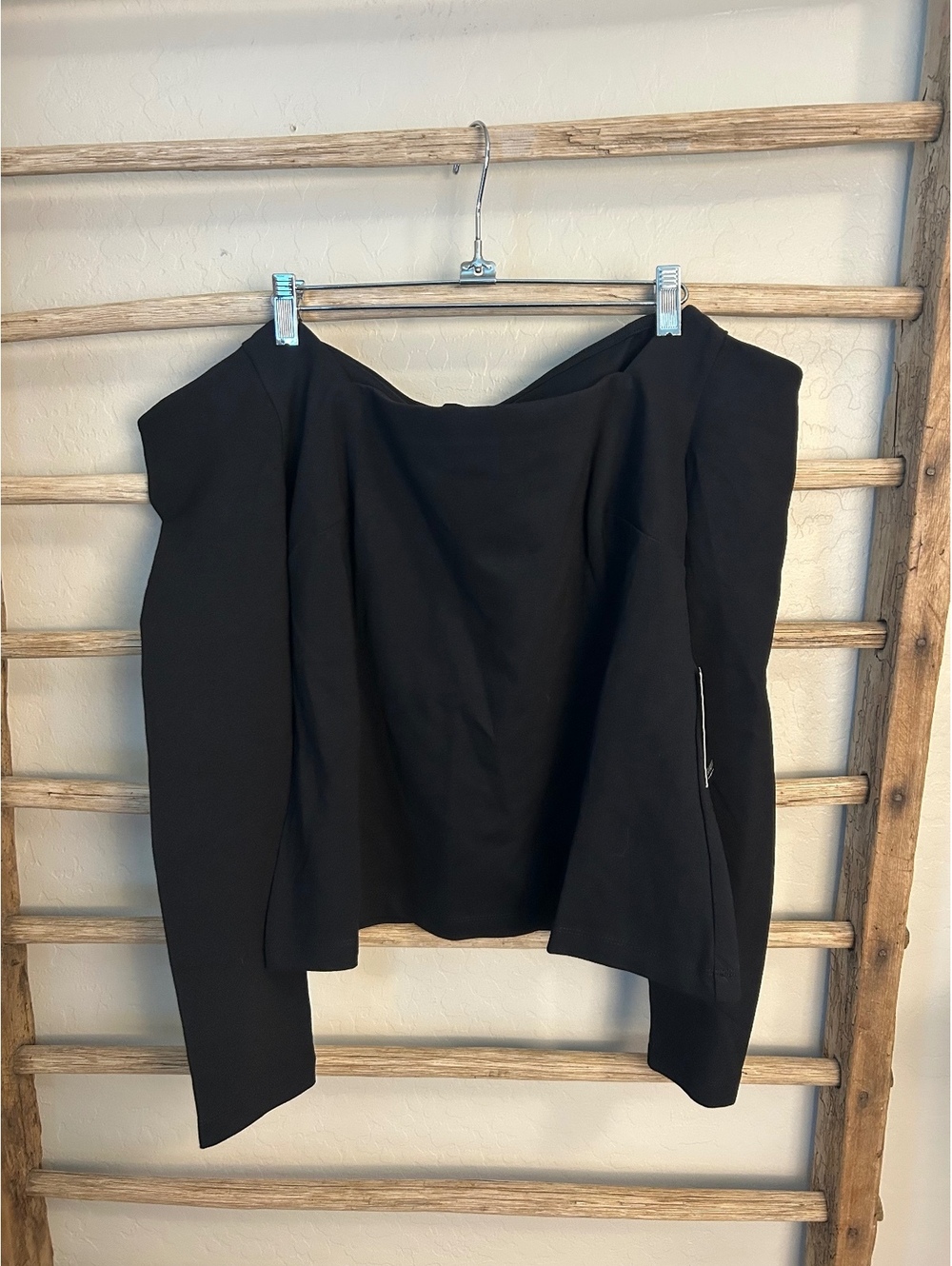 Eloquii Women's Black Off-Shoulder Long Sleeve Top, Size 18